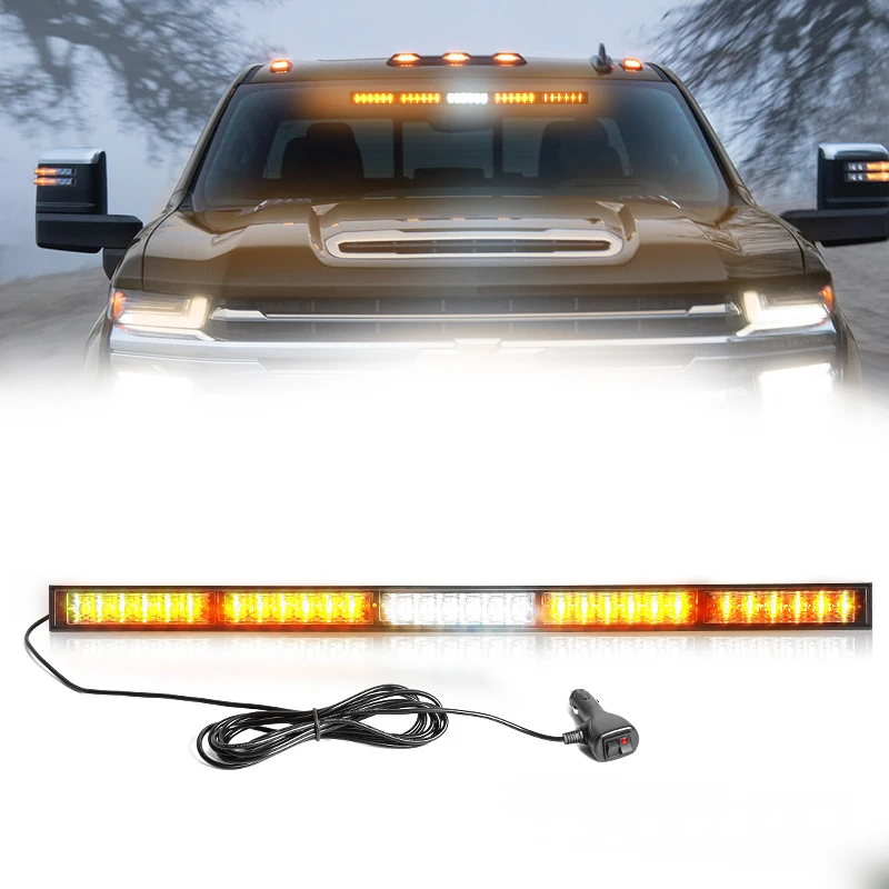 30LED Car Windshield Warning Lamp Bar 12V Red Blue Yellow White Emergency Strobe Flashlight Traffic Police Light For Trucks Auto