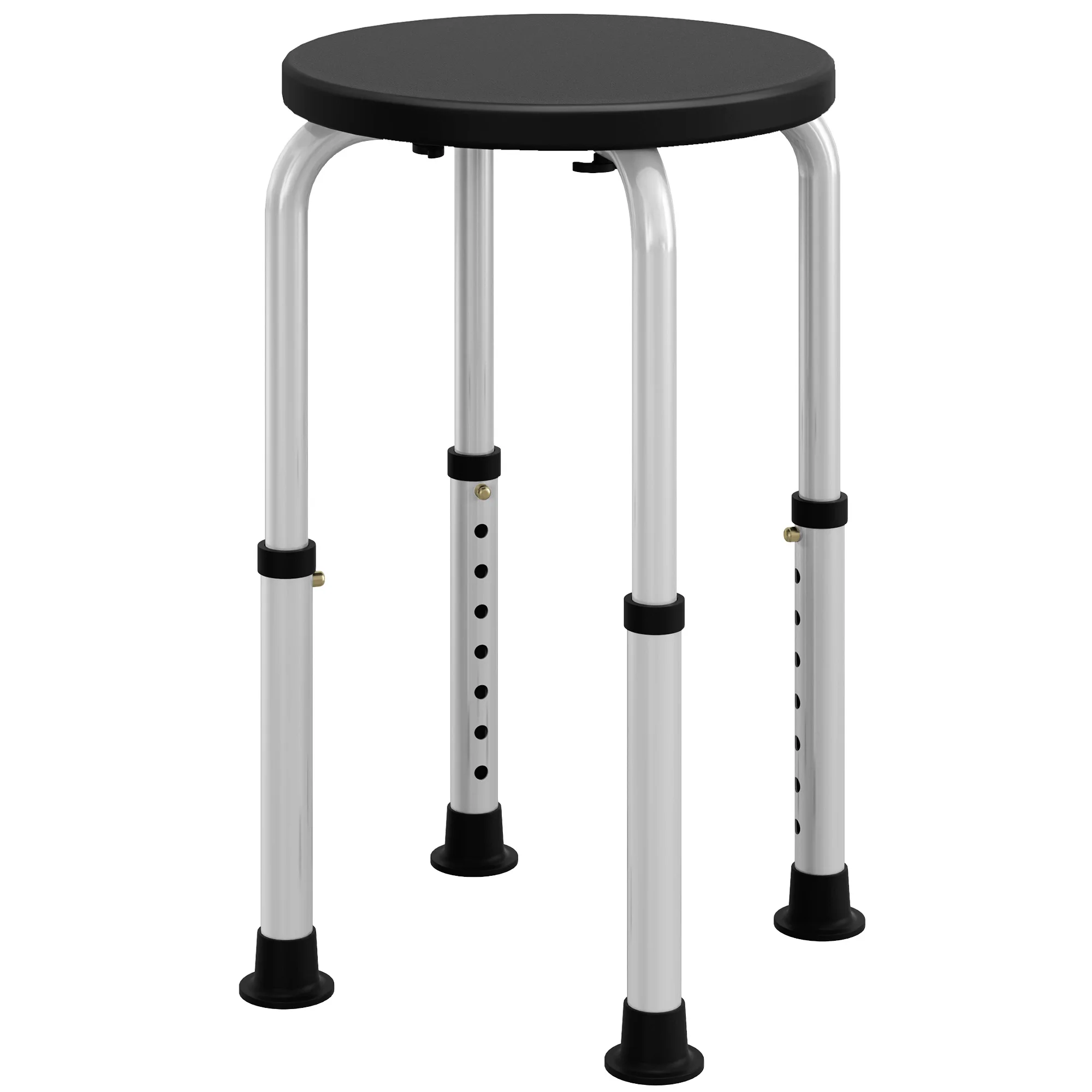 HOMCOM Taburete de Ducha de Aluminio con Altura Regulable Antideslizante Carga 135 kg para Ancianos y Discapacitados