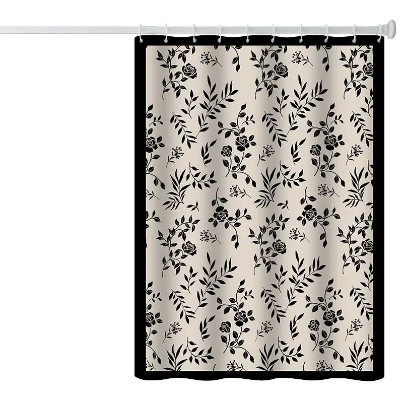 Retro Style Shower Curtain Waterproof Mildew Proof Bathroom Shower Partition Curtain Thickened Shower Curtain Without Pole ZI724