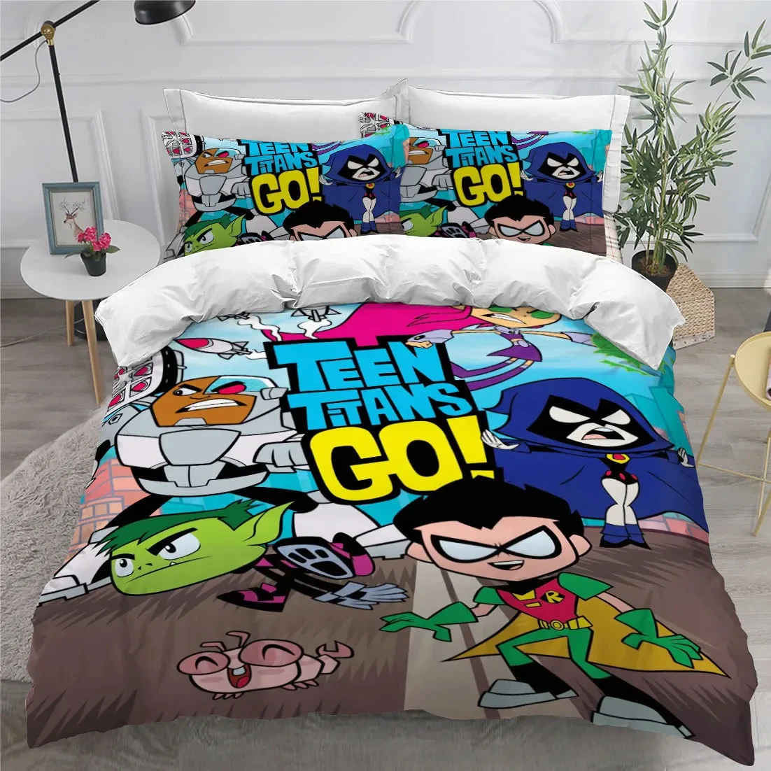 Imagem -06 - Teen Titans go Cartoon Bedding Conjunto para Meninos e Meninas 3d Print Twin Queen King Size Capa de Edredão Fronha Cama Adulto Meninos