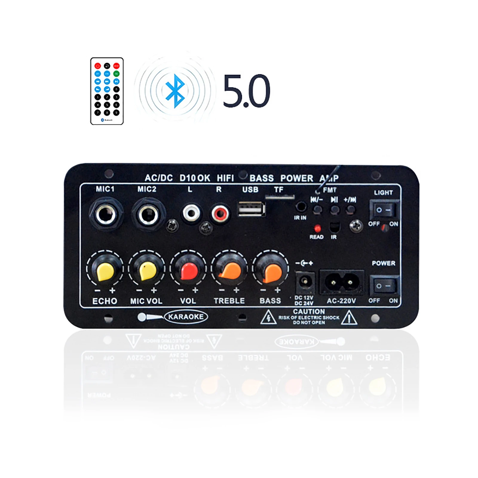 

Digital bluetooth Stereo Amplifier Board Subwoofer Dual Microphone Karaoke Amplifiers AC 220V Microphone Amplifier Module