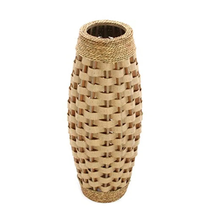 

24" Tall Woven Floor Vase Wood and Grass Decorative Vase for Home Décor, Floral Arrangements, Entryway, Living Room