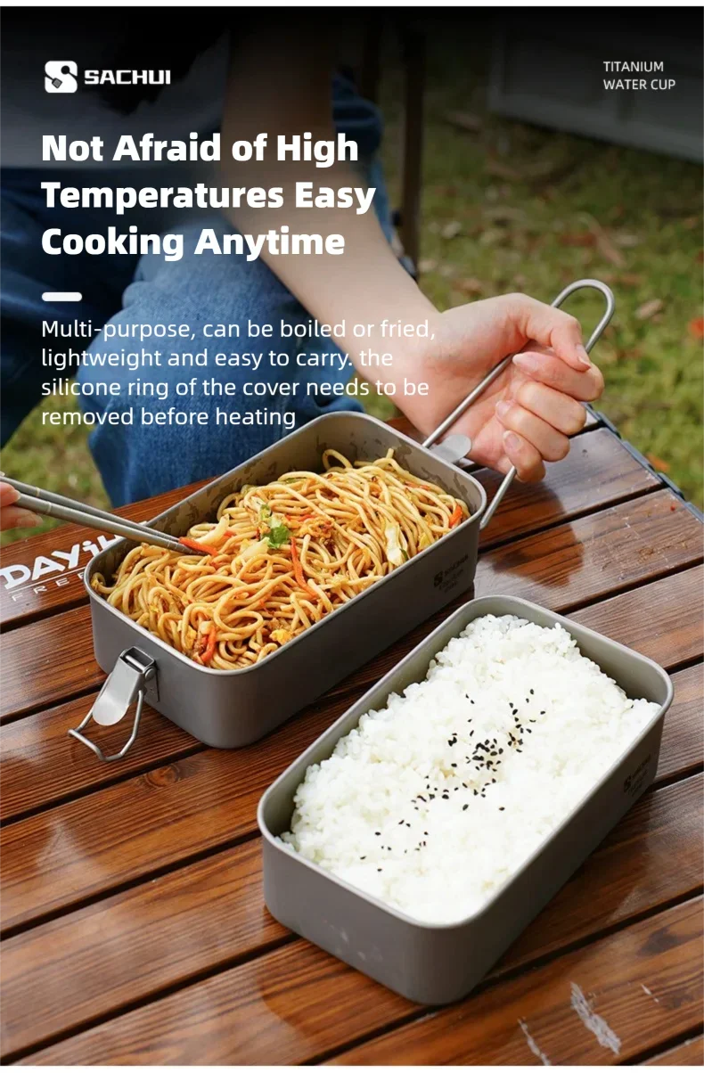 Einschichtige Lunchbox aus reinem Titan für Outdoor-Camping, langlebige, versiegelte Mahlzeitenbox, leichte, tragbare Bento-Box, Lebensmittelbehälter für zu Hause – Detail 7