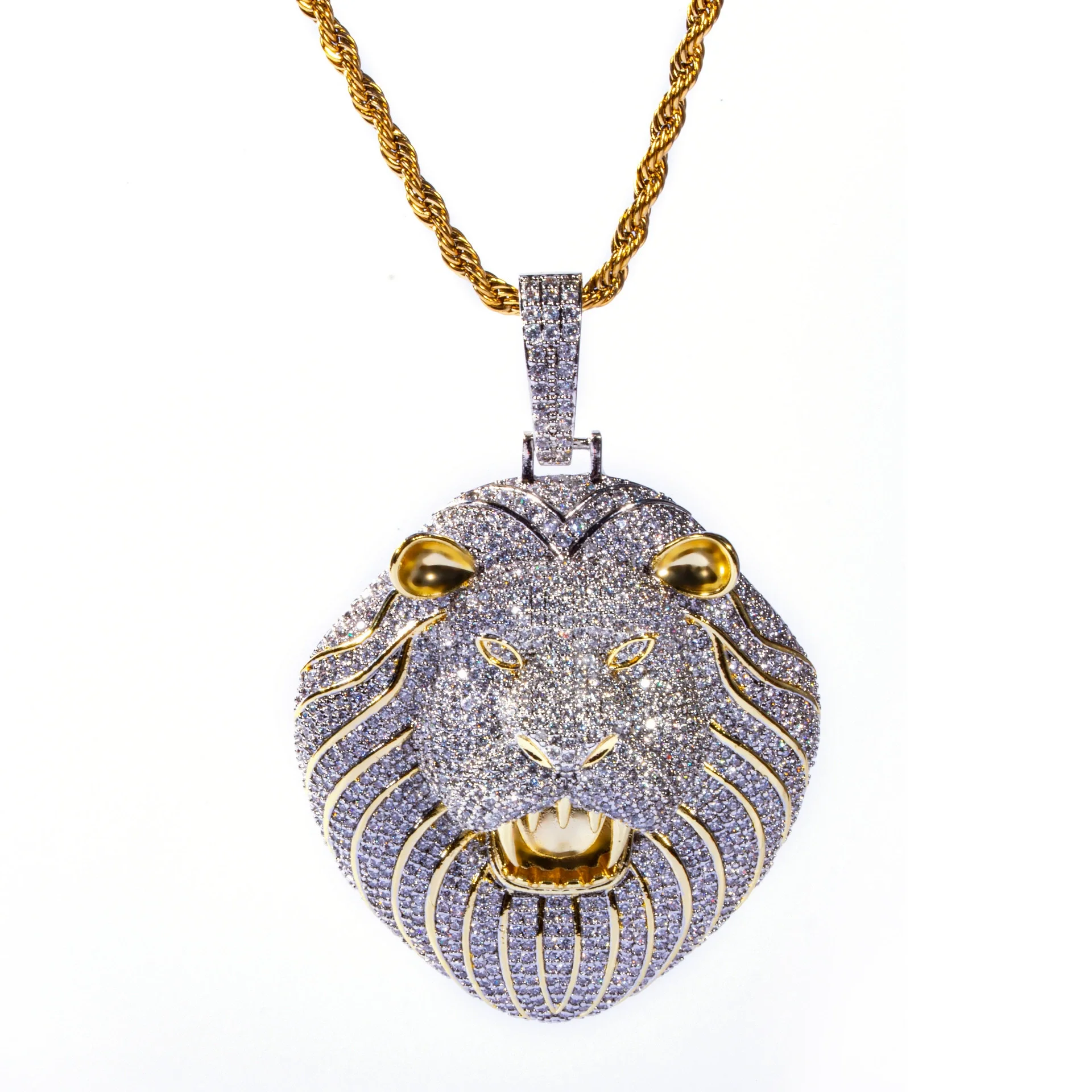 REESA hip hop pendant trend cool fashion inset zircon lion head pendant personality necklace jewelry customization manufacturers