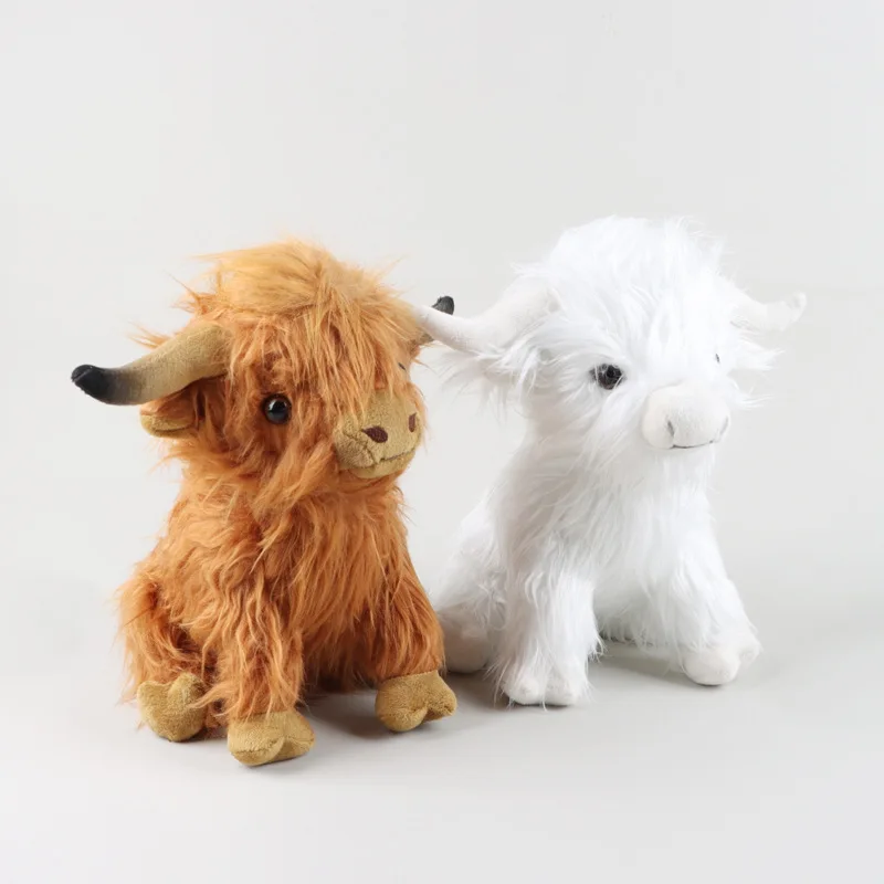 Simulation Highland Cows and Sheep Animal Plush Doll Soft Stuffed  Cow Cattlle Plush Toy Plushie Gift for Kids Boys Girls