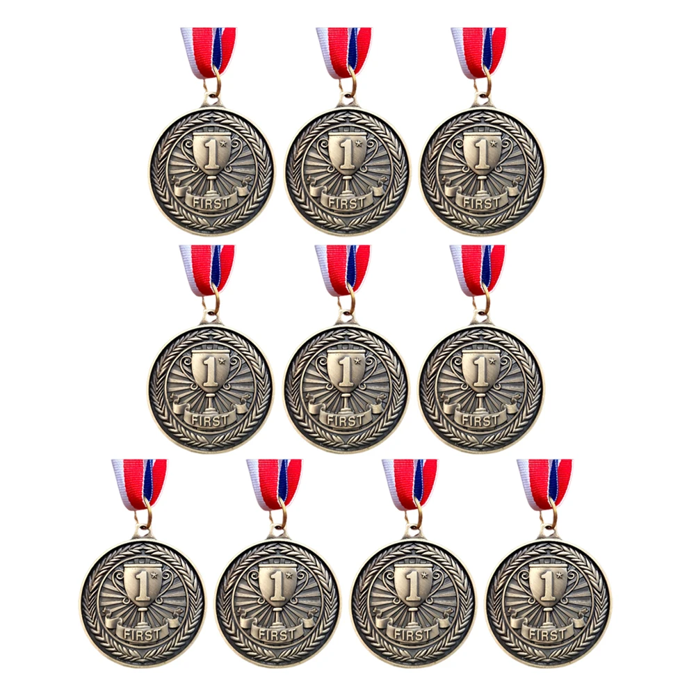 10個のゴールド/シルバー/ブロンズメダル賞メダル、ネックリボン付きスポーツ賞5cmメタル勝者メダル、マラソンボールゲーム用