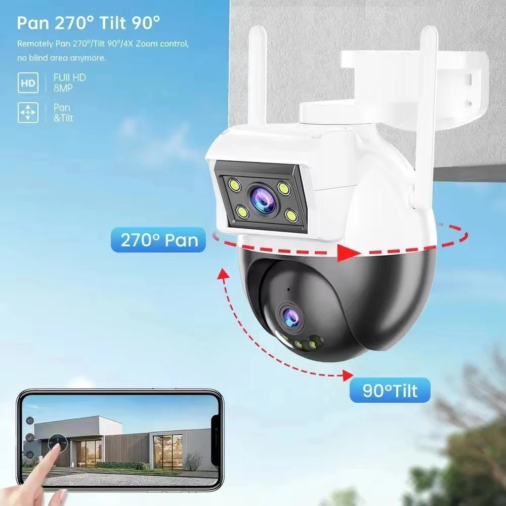 4MP Yoosee APP Wireless PTZ Dual Lens IP Dome Camera AI Rilevazione umanoide Sicurezza a colori CCTV Citofono Baby Monitor