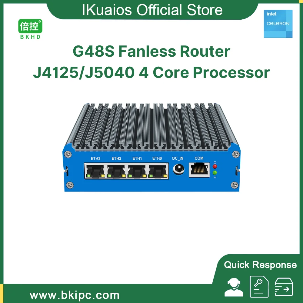 

IKuaiOS G48S 4x2.5GbE Celeron J4125 Fanless Mini Host Compatible Pfsense OPNsense Proxmox ESXi SD-WAN VLAN VPN 1090NP