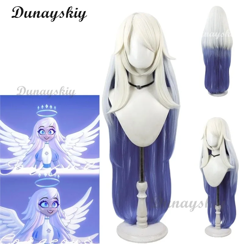 Emily Cosplay Wig Hazbininn White Purple Gradient Long Hair Seraphim Angel Halloween Carnival Party Performance Wig Customized