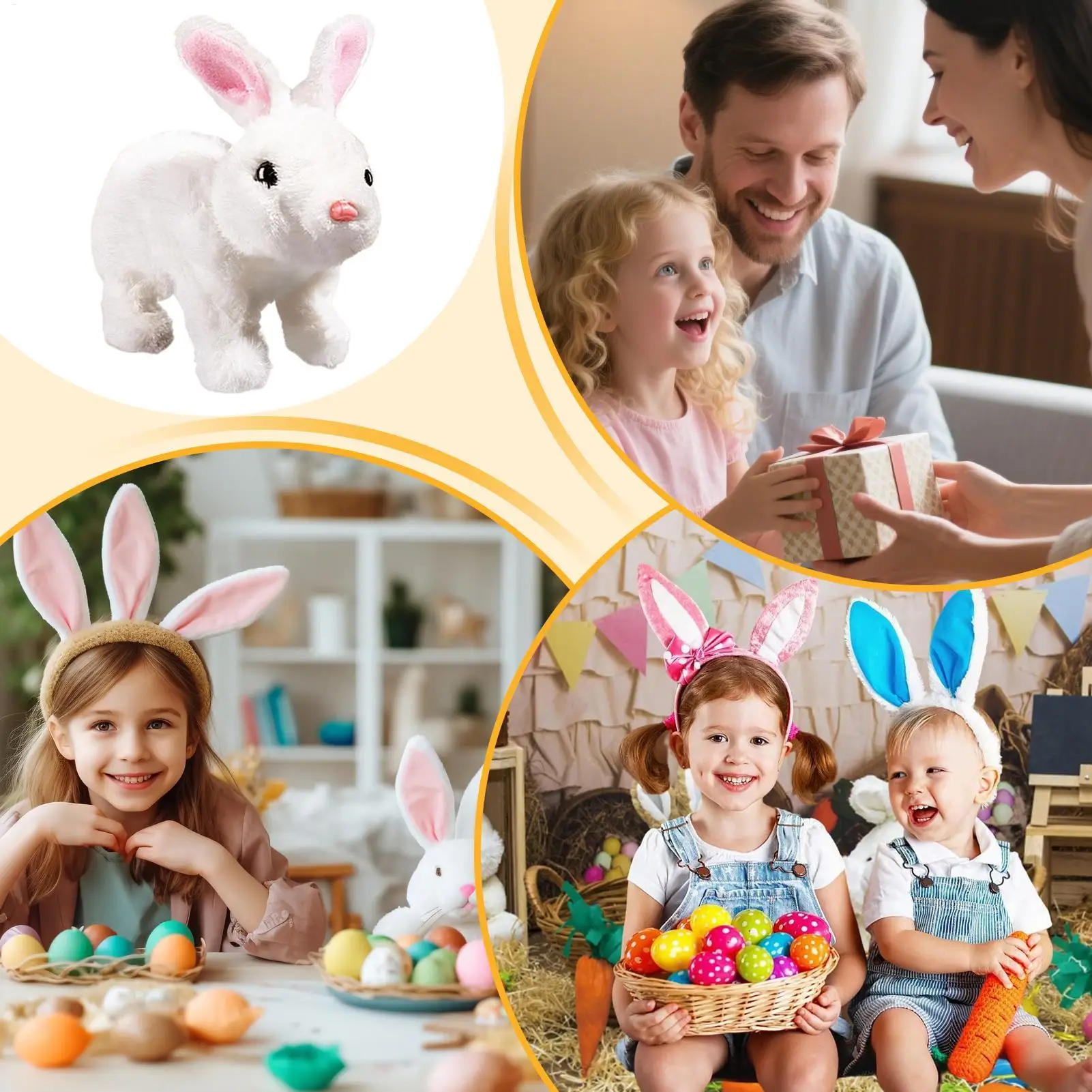 Realistic Bunny Plush Interactive Easter Rabbit Figure Toy Jump Wiggle Ears Twitch Nose Realistic Cute Bunny For Easter Birthday