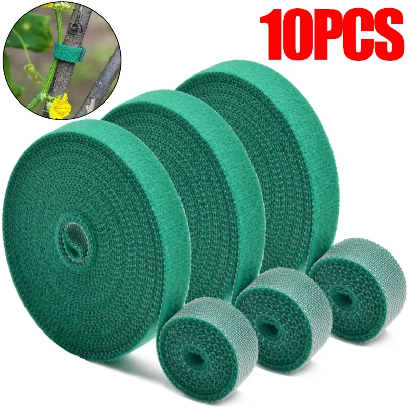 1-10PCS Green Garden Twine Nylon Plant Ties Self Adhesive Plant Bandage Resealable Plant Flower Support Ties Garden Accessories