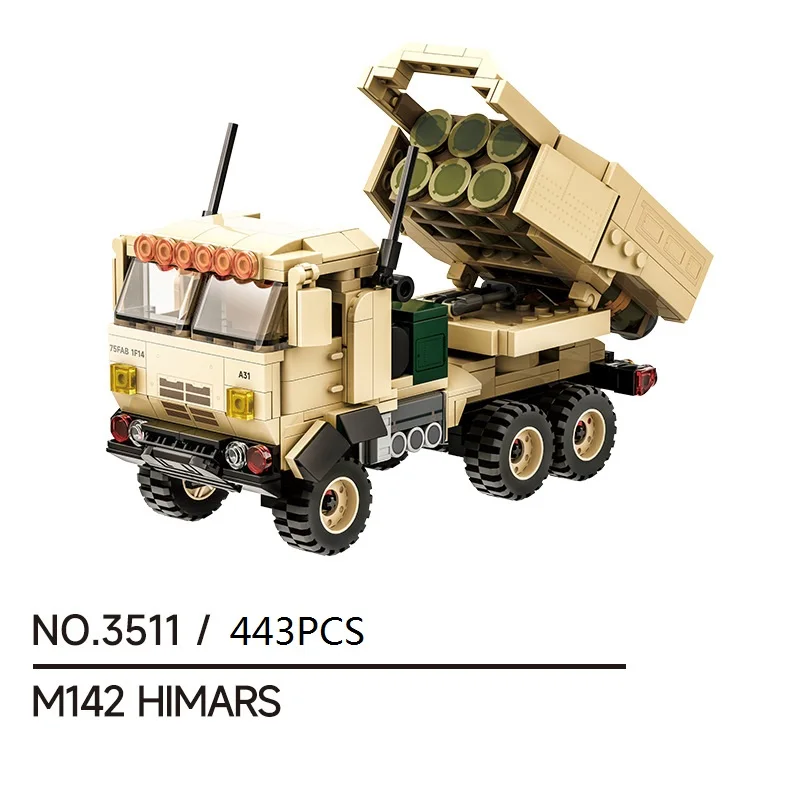 443 قطعة WW2 M142 هيمارز الملاكم مركبة مدرعة اللبنات التنقل المدفعية صاروخ اللبنات لعب الاطفال