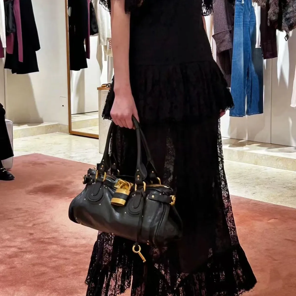 حقيبة بادينجتون، حقيبة نسائية موحدة، حقيبة حمل عصرية بمقبض علوي مع قفل ذهبي، حقائب كتف بتصميم فاخر للسيدات #3