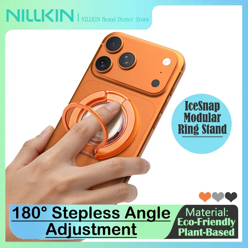 NILLKIN IceSnap Eco Phone Stand, Plant-Based BPA Free Magnetic Ring Grip, No Odor Skin-Friendly Kickstand for Desk & Fridge