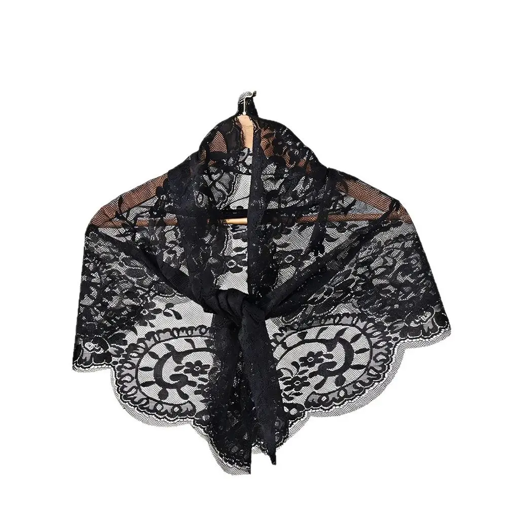 

Fashion Vintage Lace Flower Shawl Cute Thin Hair Scarf Chic Style Bohemian Triangle Head Scarf Pastoral Style