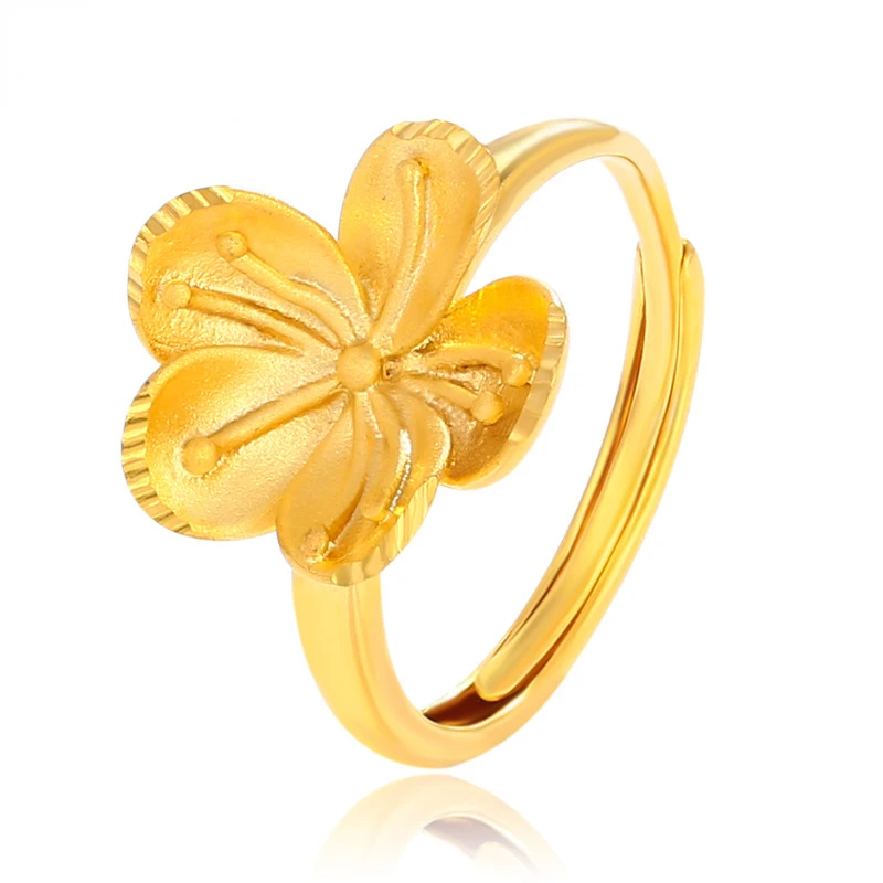 Original Soild 18K Yellow Gold Flower Rings for Women Fashion Jewelry Engagement Wedding Rings Luxury Gifts