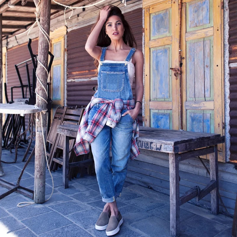 

Overall Pant Women Jeans Vintage Ankle Length Pants Slim Fit High Waist Straight Trousers Y2k Streetwear Elegant Work Spring