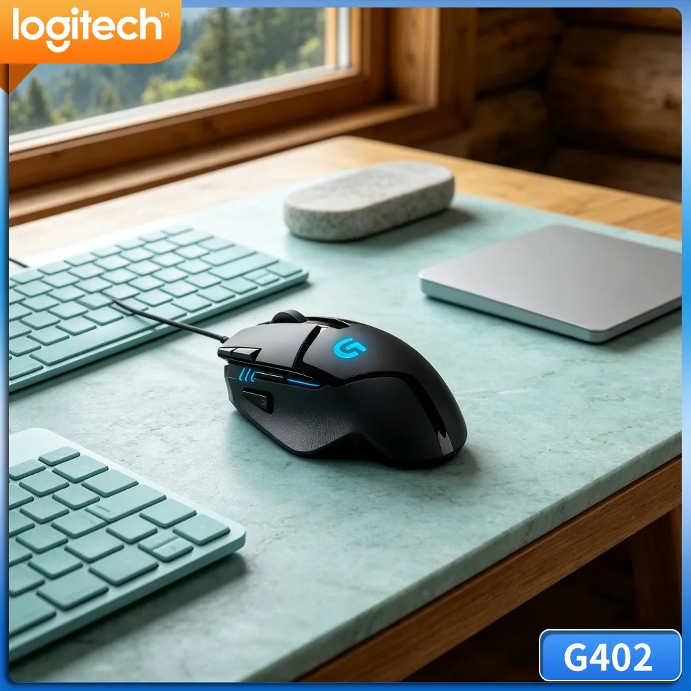 Logitech G402 USB Wired Mouse 500 IPS Fast Motion Tracking Anti‑Slip Texture For Household E‑Sports Entertainment Setup