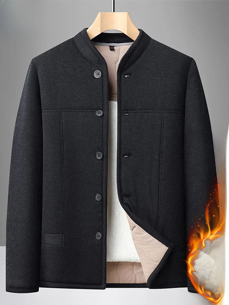 

Thiened Camellia Cotton Jaet for Middle-Aged And ly Men Autumn Winter Inner Wear Close-Fitting andpa Cotton Coat