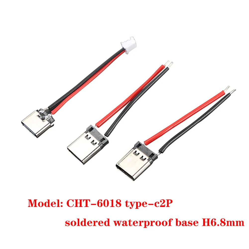 1-5pcsType-C2P Welding Wire Type Power Jack Charging Port Connector Waterproof  Female Seat with Cable Charger Socket