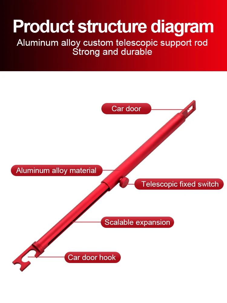 Support rétractable en aluminium pour couvercle de coffre de véhicule, support pour outils en fibre de porte, support de polissage de voiture, 32-48cm, le plus récent