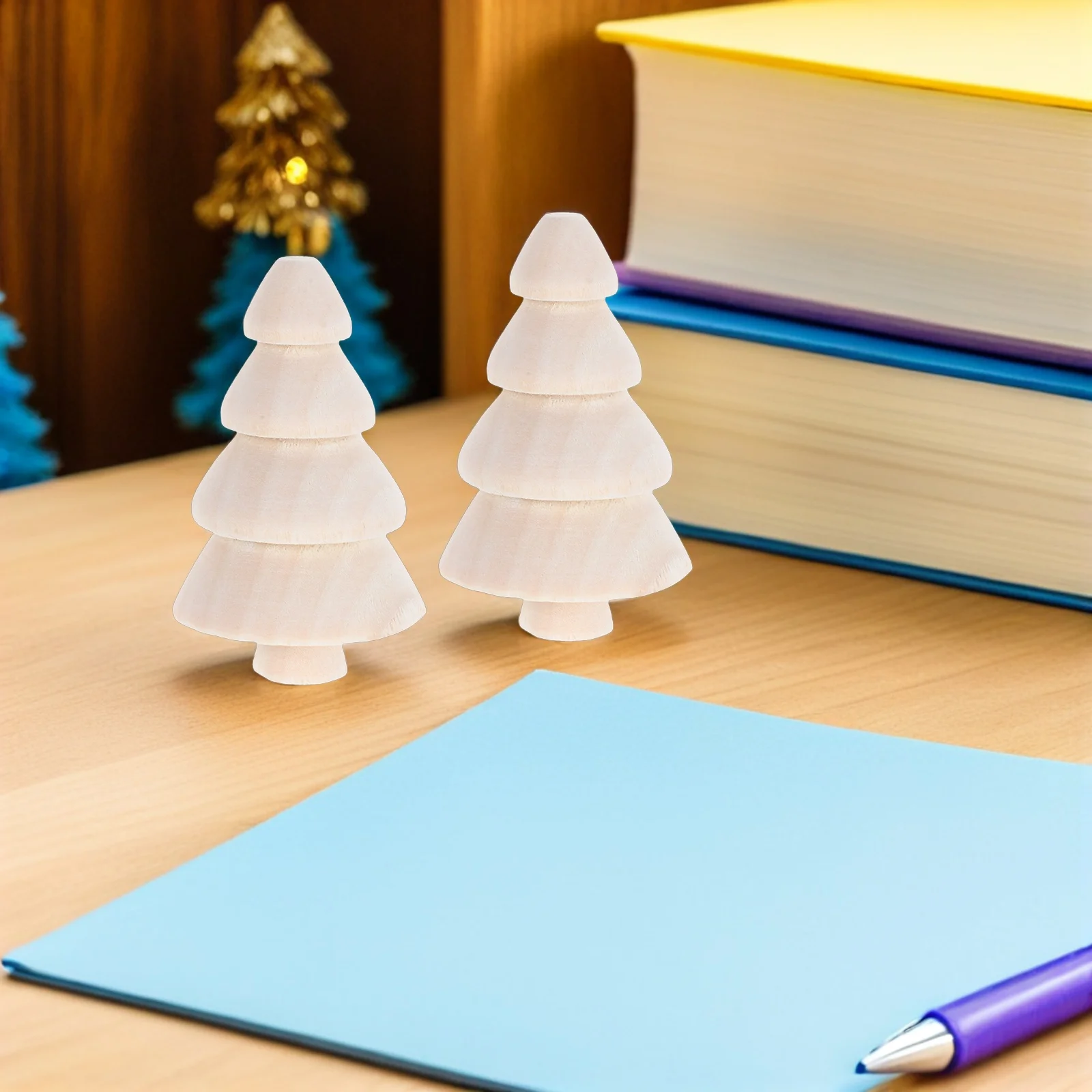 

10Pcs DIY Unpainted Mini Wooden Christmas Trees for Holiday Decor Xmas Party Ornaments Craft Accessories Unfinished Wood Tree