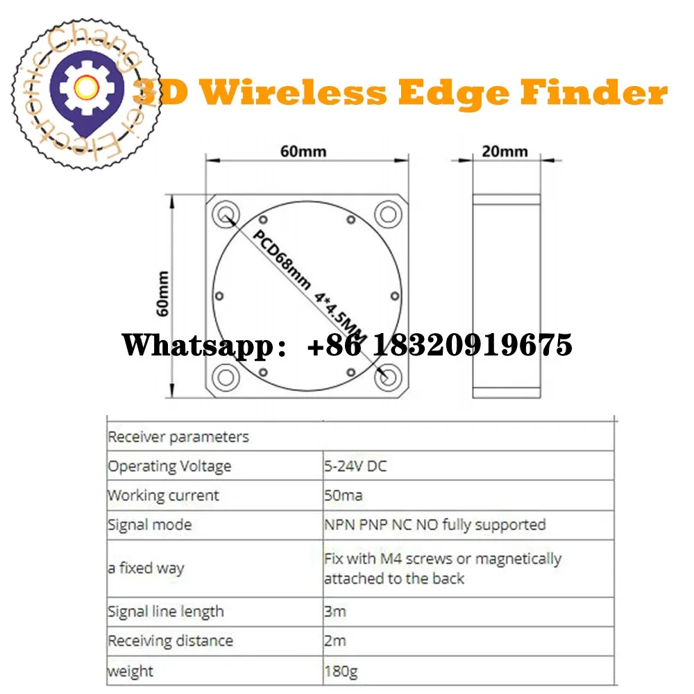 CNC wireless touch probe 3d edge finder machining center CNC milling machine three-coordinate probe centering tool setting Mach3