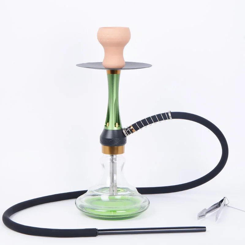

High-quality new aluminum alloy hookah pipe Medium-sized single-tube hookah A set of hookah glass