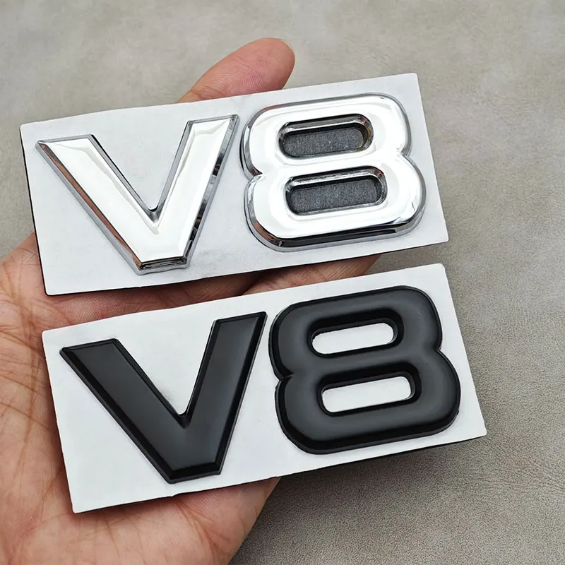 ثلاثية الأبعاد المعادن V8 سيارة الخلفي الجذع ملصق شعار شارة الشارات لبنز AMG BMW مازدا شيفروليه سكودا فورد أوبل أودي فولفو اكسسوارات