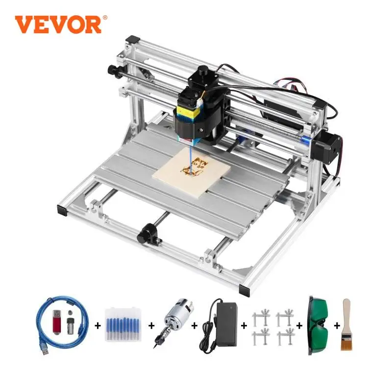 VEVOR CNC 3018 Router Kit GRBL Control 3 Axis Milling Engraving Machine 500mW Laser Head for Plastic Acrylic PVC Wood Carving