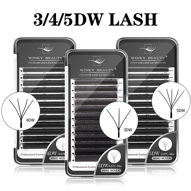 

winky beauty Hand-made 3D/4D/5D Automatic Flowering W Shape Full Dense Bloom Premade Fans Speed Eyelash Extensions Natural Soft