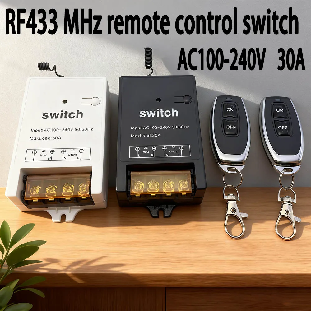 

AC100V-240V 30A wireless remote control switch 433MHz water pump motor LED/electrical remote control switch transmitter adapter