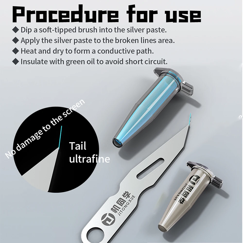 JITONGXUE F1 سلك طائر موصل الفضة لصق مجموعة لإصلاح الهاتف المحمول اللوحة PCB كسر سلك شاشة خط أداة إصلاح