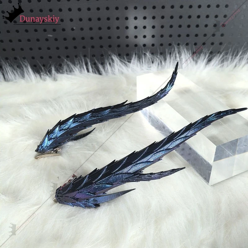 아오룬 드래곤의 뿔 코스프레 소품, 영화 NEZHA2 코스프레 소품, 25Cmiridescent 블루 드래곤 뿔, 만화 쇼용 할로윈 파티 소품