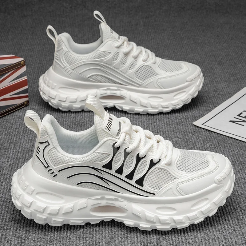

Men's Chunky Sneakers Breathable Mesh Platform Shoes Casual Thick Sole Dad Shoes for Men Lightweight Walking Shoes