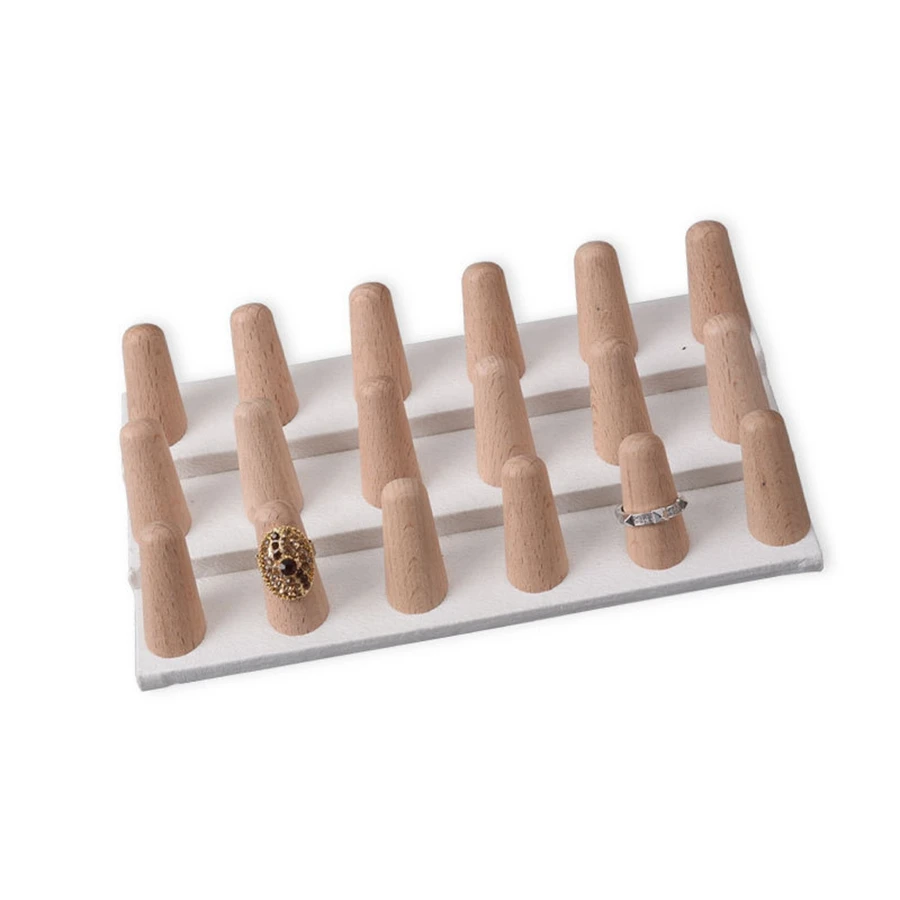 Natural Wood Cone Shape Finger Ring Stand Jewelry Display Holder Showcase Display Stands Rings Bracelet Jewelry