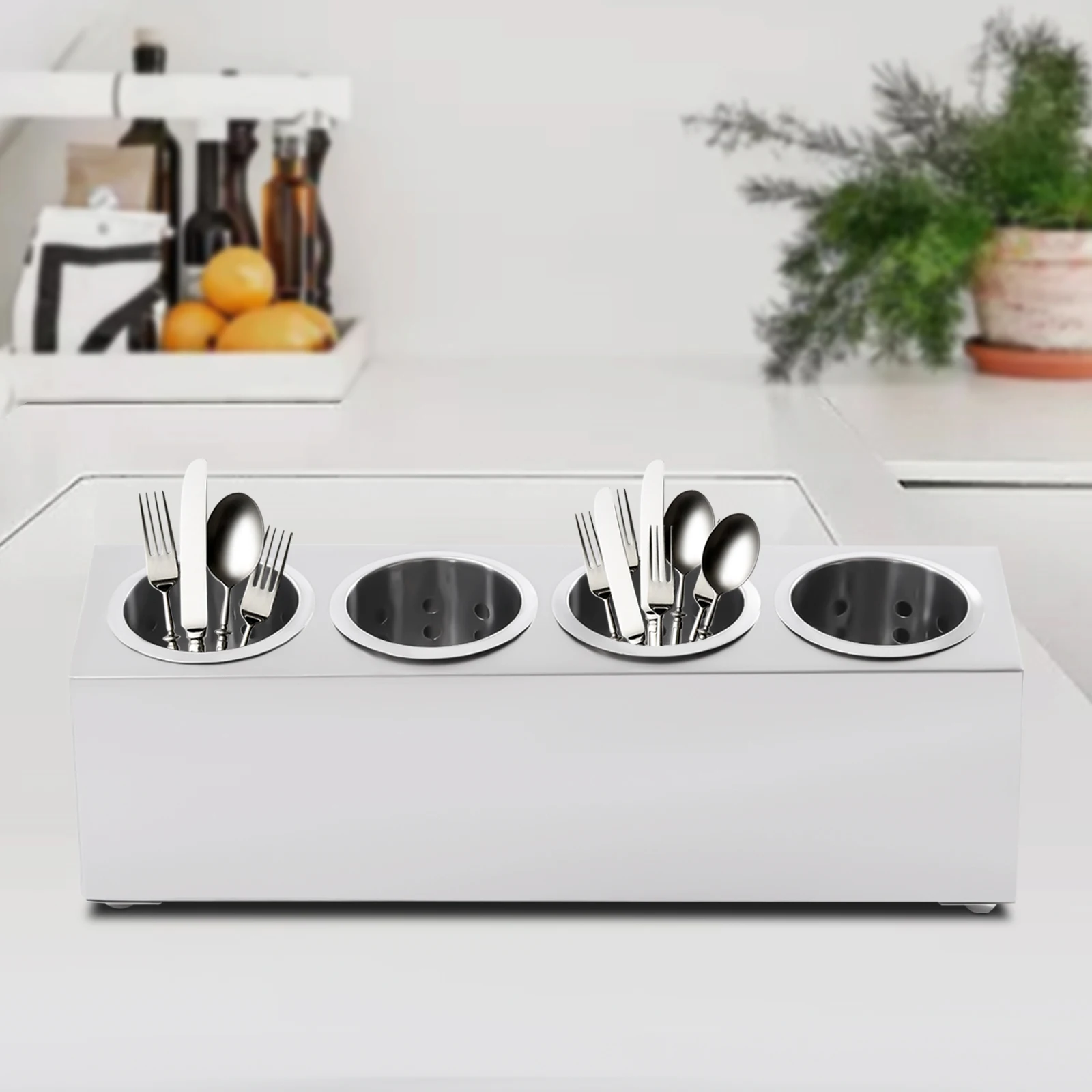 

Органайзер для столовых приборов из нержавеющей стали, держатель для столовых приборов с 4 отверстиями для кухни, современное минималистское хранилище столовых приборов, компактный дизайн