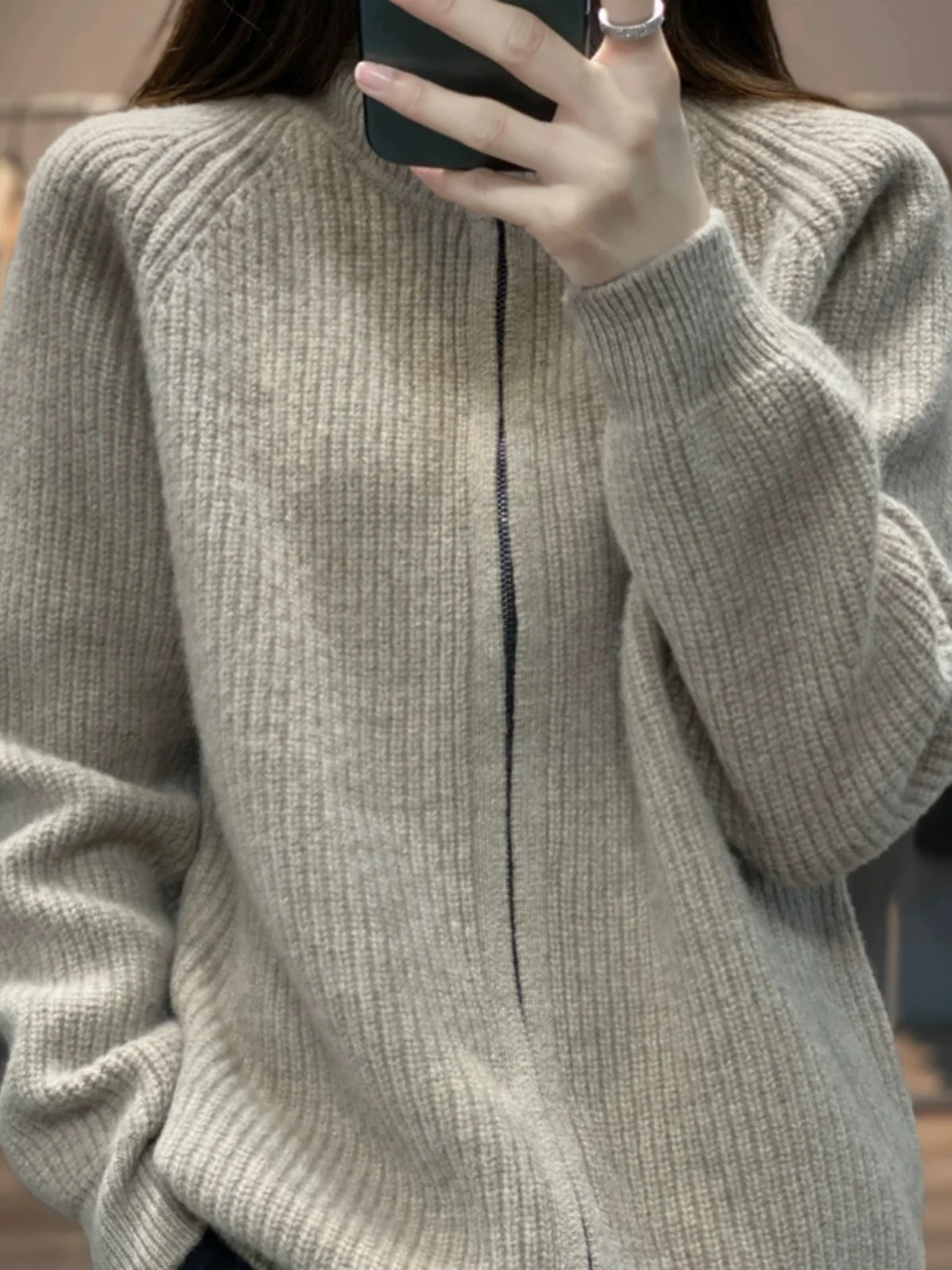 سستة إغلاق Camere محبوك طويل Sve الياقات سترة مريحة تناسب الخريف الشتاء المرأة Faion سترة عالية الياقة