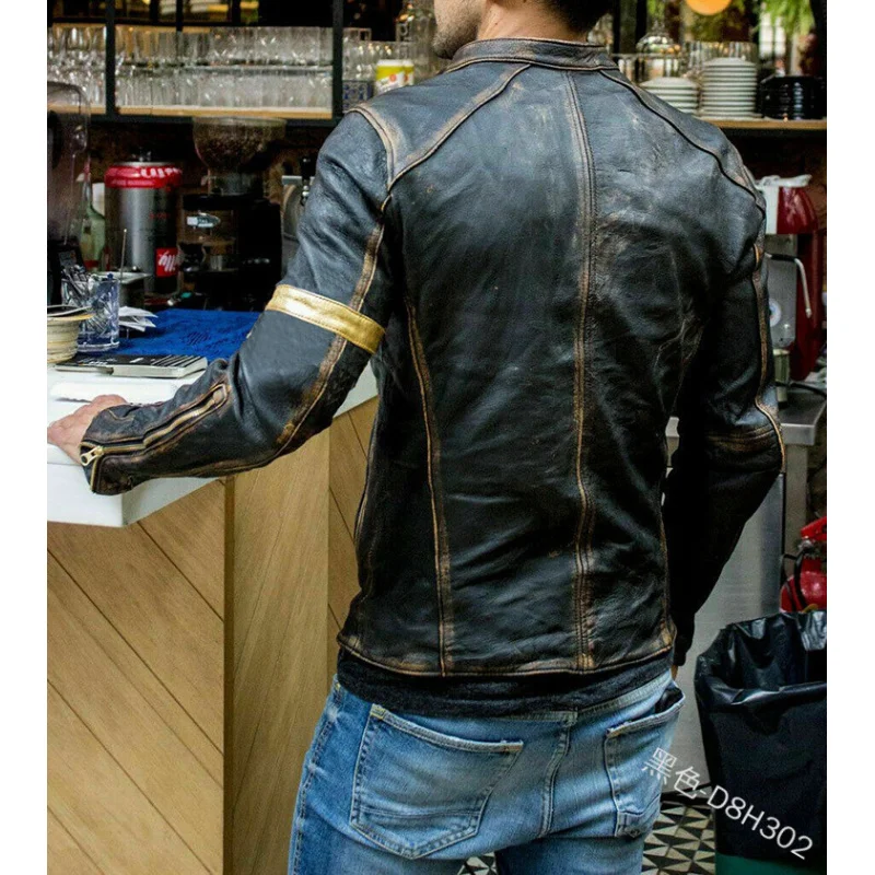 Men's Clothing Men's Leather Coat Male Teenager Stand Collar Punk Male Motorcycle Leather Jacket