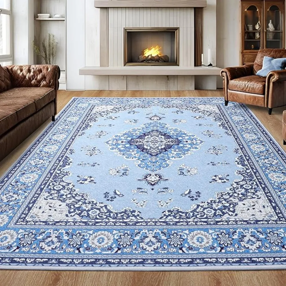 

VIKAMA Moroccan Crystal Velvet Living Room Rug Easy To Care Washable Sofa Coffee Table Rug Bedroom Rug Bedside Rug Home Decor