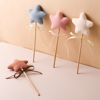 10Pc Baby Cotton Filled Stars Magic Wand Rattle Toys Beech Wooden Rattle Toys Newborn Party Photography Props Baby Music Gym Toy
