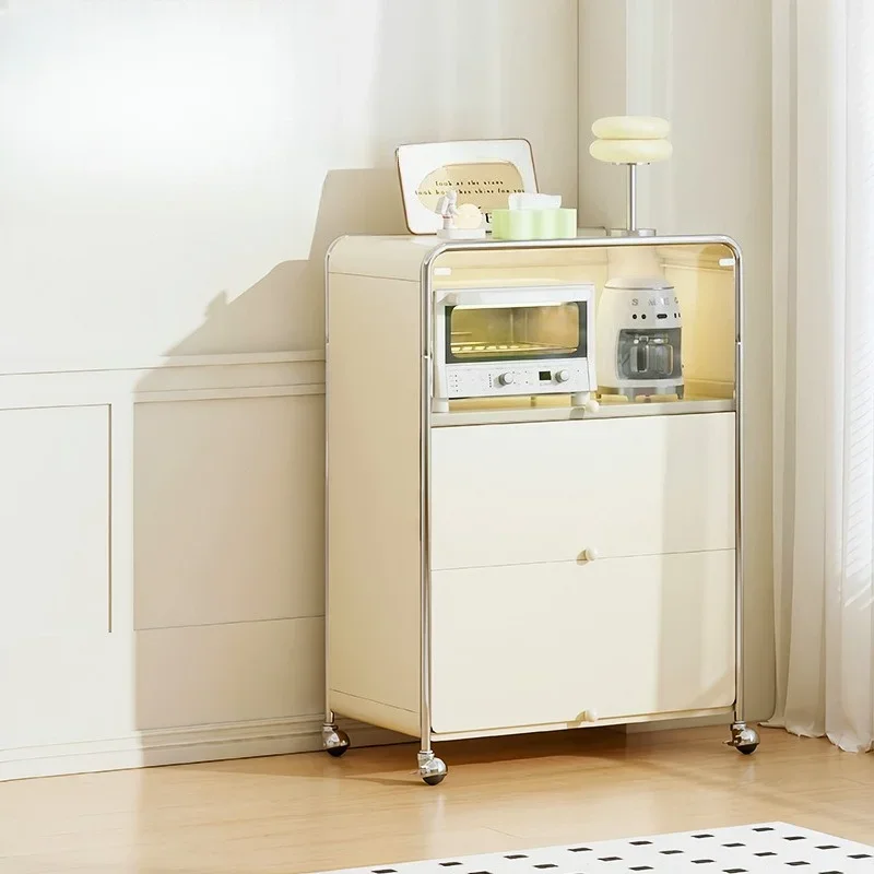 

Douyin has the same floor-to-ceiling four-layer milk poetry cabinet with lamp, kitchen storage cabinet.