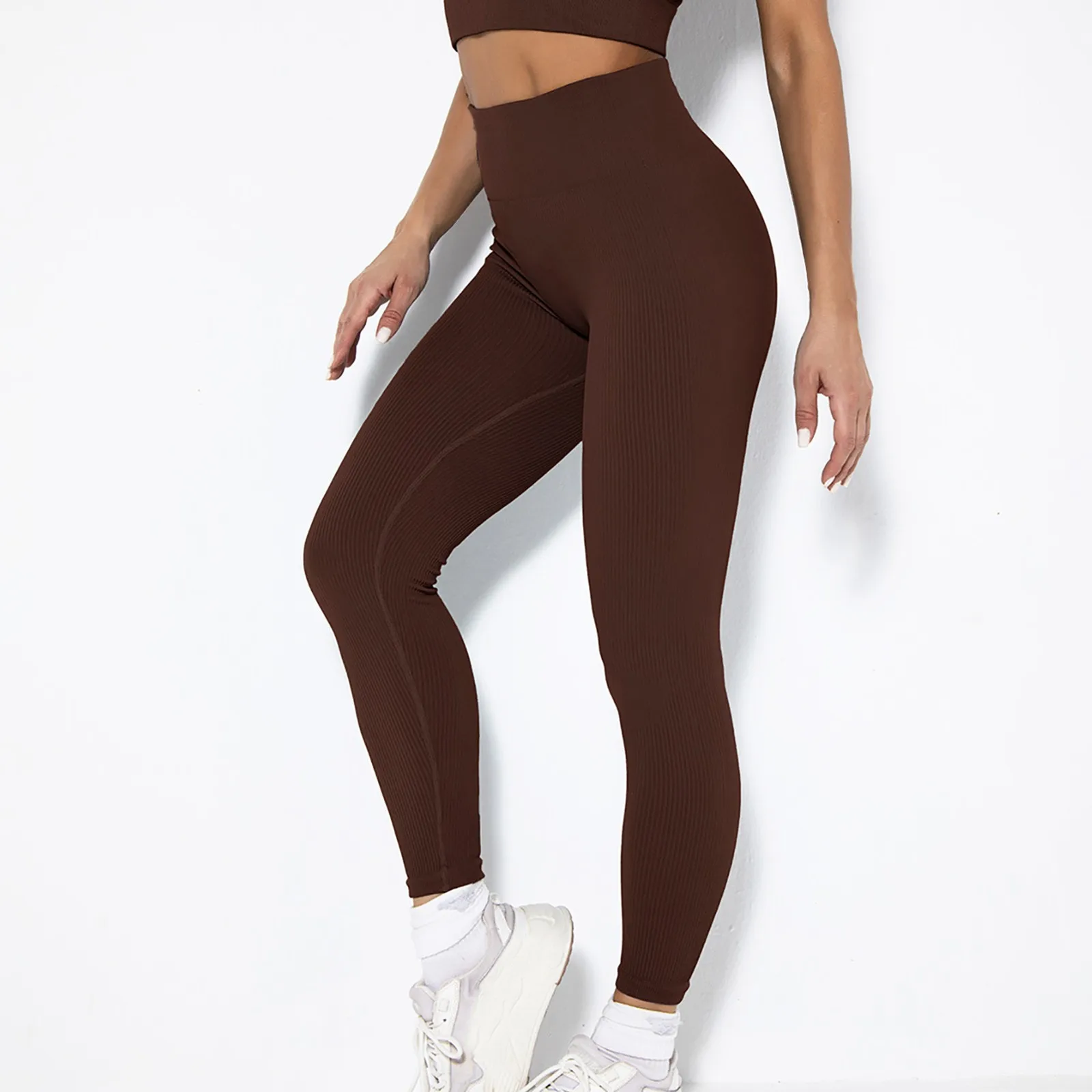 Fitness Sexy Ribbed Leggings Female Gym High Waist Elastic Comfortable Sport Seamless Formfitting Leggings Women Yoga Pants 2024