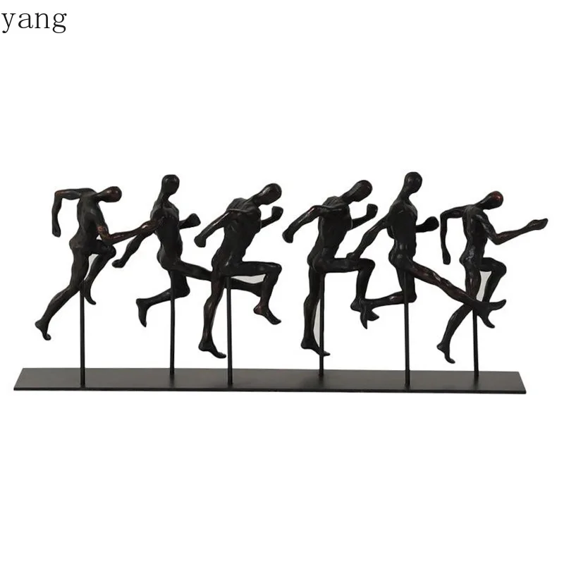 CX creative running figure sports sculpture track and field combination ornament