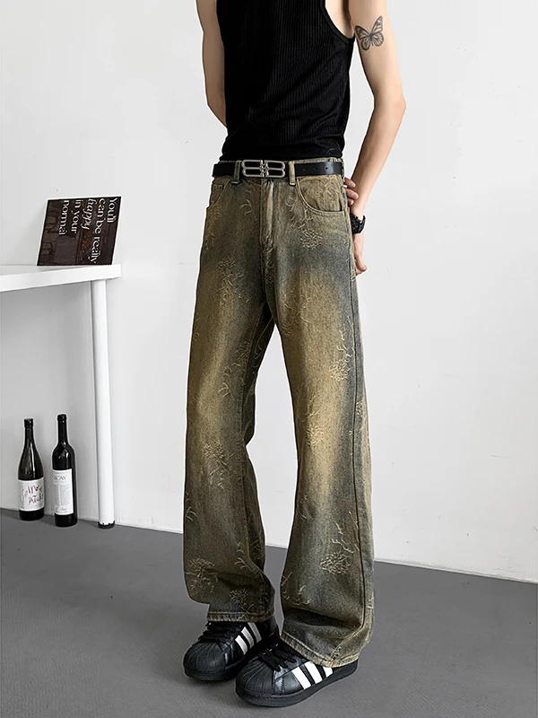 

Джинсы Waed Denim мужские, прямые, длинные, весна-осень, модный дизайн, в американском стиле, повседневные, износостойкие