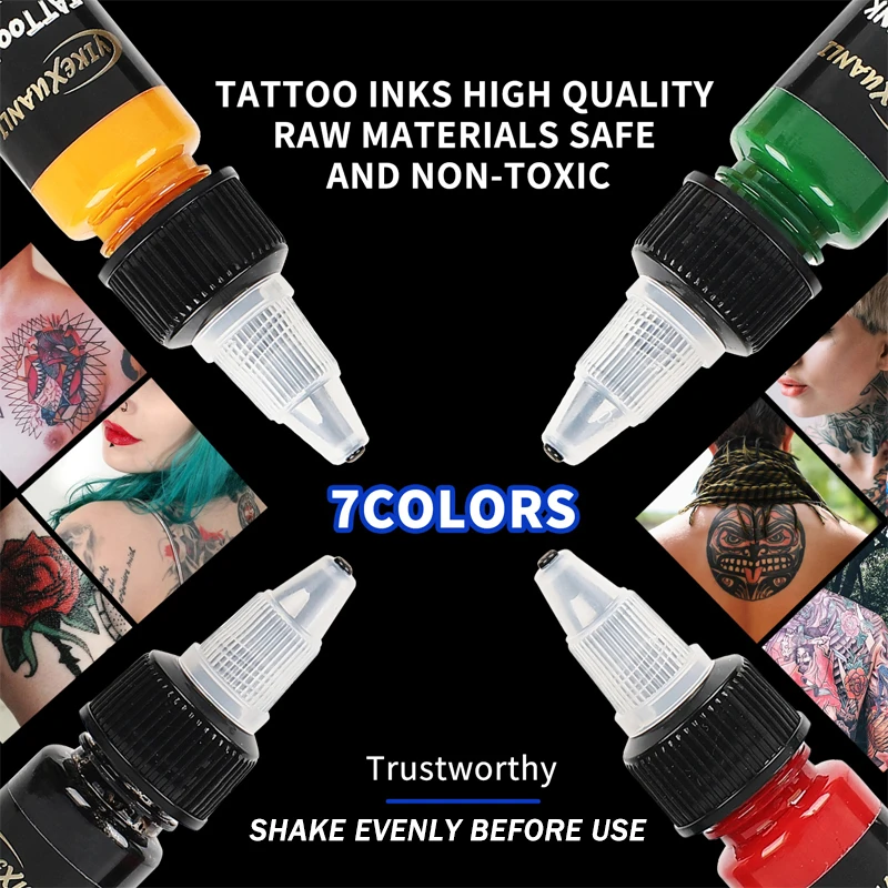 15ml 7colors Tattoo Ink Pigment with box Body Art Tattoo Kits Professional Beauty Paints Makeup Tattoo Supplies Semi-permanent - Image 3
