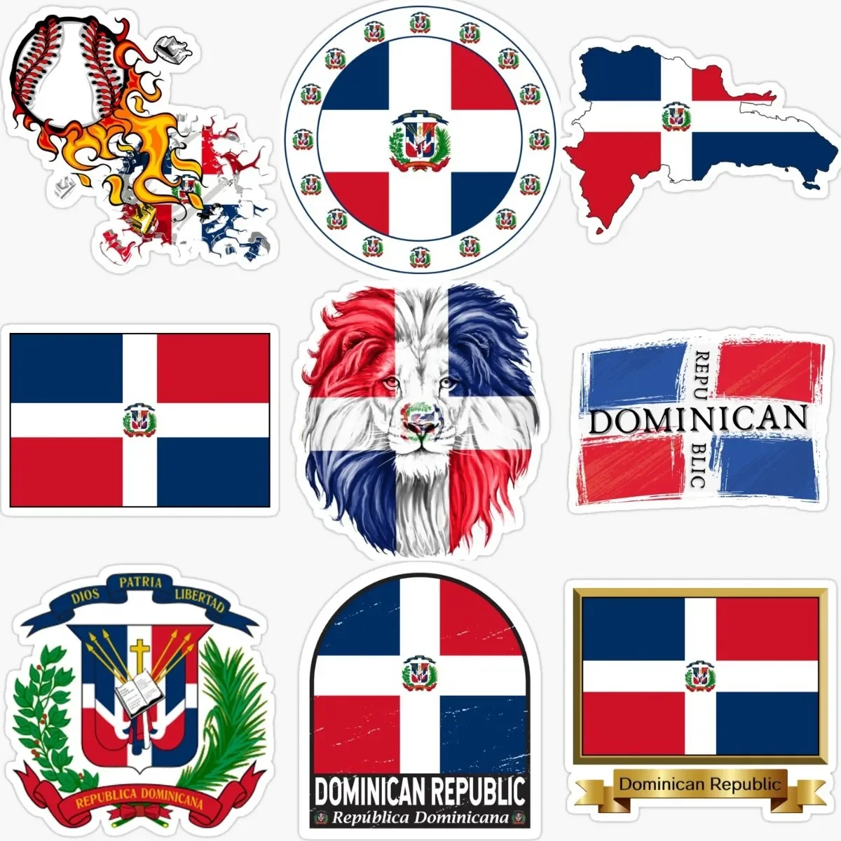 

Dominican DOM Map Flag National Emblem PVC Sticker for Decorate Motorcycle Car Bumper Camper Room Van Window Decal Accessories