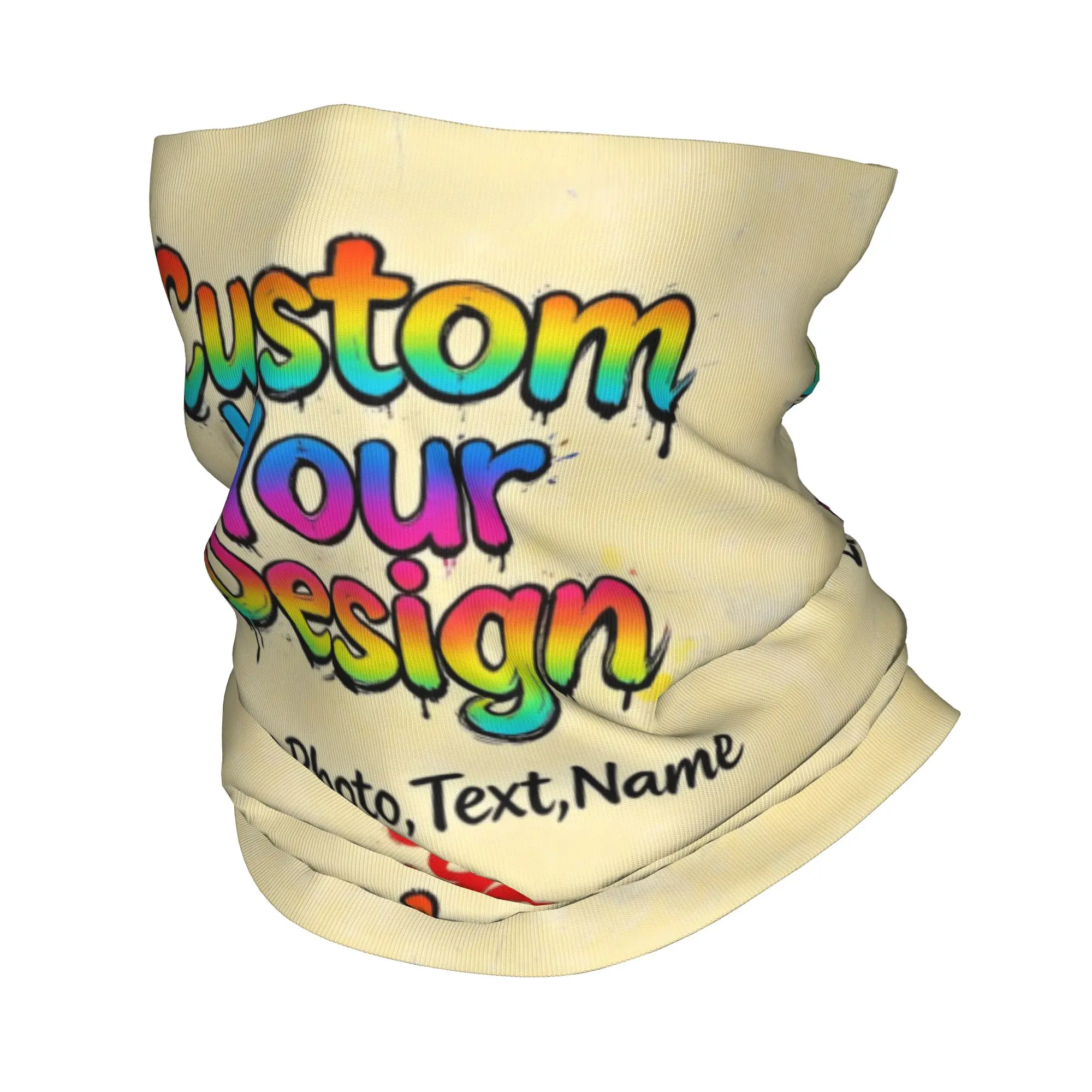 Custom Custom Your Design Logo Bandana Neck Warmer Women Men Winter Hiking Ski Scarf Gaiter Personalized Text Name Face Cover
