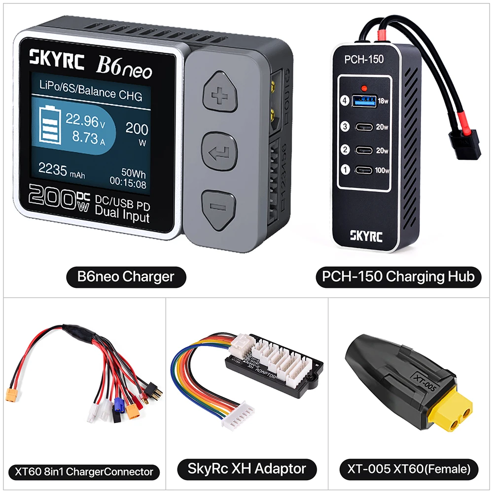 SKYRC B6neo/B6neo + LiPo Batterij Smart Balans Lader DC 200 W PD 80 W Ingang voor RC Model auto Schip Boot Vliegtuig