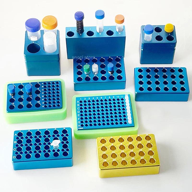 PCR Cooler Low-temperature Thermostat Pre-cooled Aluminum Ice Box Centrifuge Tube Rack Aluminum Cooling Block for PCR Tubes